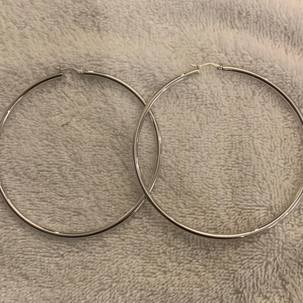 PAIR OF STERLING .925 LARGE HOOP EARRINGS 3.5”